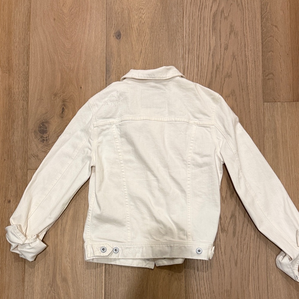 Women’s AG Cream Off White Distressed Denim Jacket - Picture 6 of 6